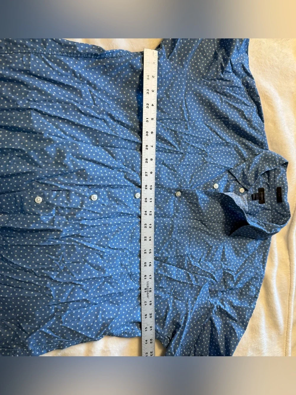 J. Crew Blue Star Cotton Button-Up Shirt Size Large